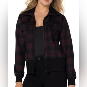 Liverpool Red & Black Plaid Bomber Jacket